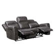 Berty Double Reclining Sofa- Tab Pull- Metal Frame- Gray Microfiber