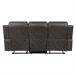 Berty Double Reclining Sofa- Tab Pull- Metal Frame- Gray Microfiber