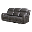 Berty Double Reclining Sofa- Tab Pull- Metal Frame- Gray Microfiber