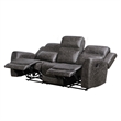 Berty Double Reclining Sofa- Tab Pull- Metal Frame- Gray Microfiber