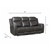 Berty Double Reclining Sofa- Tab Pull- Metal Frame- Gray Microfiber