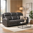 Berty Double Reclining Sofa- Tab Pull- Metal Frame- Gray Microfiber