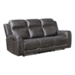 Berty Double Reclining Sofa- Tab Pull- Metal Frame- Gray Microfiber