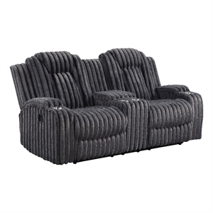 Phil Reclining Loveseat- Console and Cup Holders- Dark Gray Corduroy