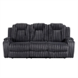 Phil Reclining Sofa with Tab Pull- Cup Holders- Dark Gray Corduroy