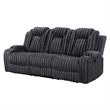 Phil Reclining Sofa with Tab Pull- Cup Holders- Dark Gray Corduroy