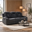 Phil Reclining Sofa with Tab Pull- Cup Holders- Dark Gray Corduroy