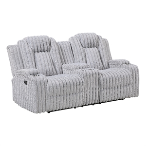 Phil Reclining Loveseat- Console and Cup Holders- Light Gray Corduroy