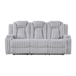 Phil Reclining Sofa with Tab Pull- Cup Holders- Light Gray Corduroy