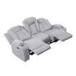 Phil Reclining Sofa with Tab Pull- Cup Holders- Light Gray Corduroy