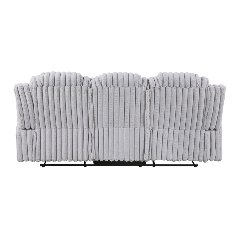 Phil Reclining Sofa with Tab Pull- Cup Holders- Light Gray Corduroy