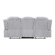 Phil Reclining Sofa with Tab Pull- Cup Holders- Light Gray Corduroy