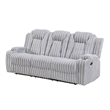 Phil Reclining Sofa with Tab Pull- Cup Holders- Light Gray Corduroy