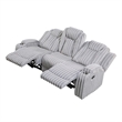 Phil Reclining Sofa with Tab Pull- Cup Holders- Light Gray Corduroy
