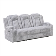 Phil Reclining Sofa with Tab Pull- Cup Holders- Light Gray Corduroy