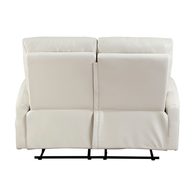 Henly Double Reclining Loveseat- Magazine Pockets- Beige Faux Leather
