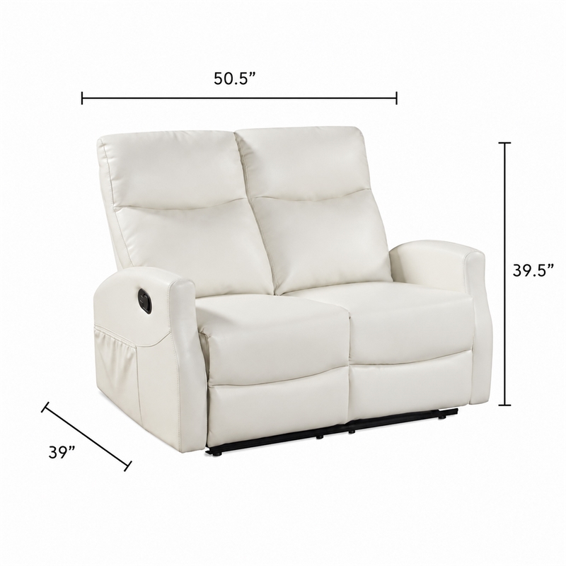 Henly Double Reclining Loveseat- Magazine Pockets- Beige Faux Leather