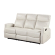 Henly Double Reclining Sofa with Magazine Pockets- Beige Faux Leather