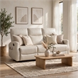 Henly Double Reclining Sofa with Magazine Pockets- Beige Faux Leather