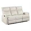 Henly Double Reclining Sofa with Magazine Pockets- Beige Faux Leather