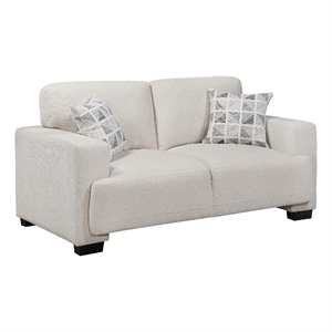 Covey Loveseat with 2 Pillows and Rubberwood Legs- Beige Chenille