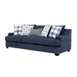 Marie Sofa with Reversible Cushions- Plaid Pillows- Blue Chenille