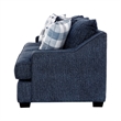 Marie Sofa with Reversible Cushions- Plaid Pillows- Blue Chenille