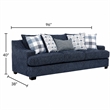 Marie Sofa with Reversible Cushions- Plaid Pillows- Blue Chenille