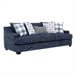 Marie Sofa with Reversible Cushions- Plaid Pillows- Blue Chenille