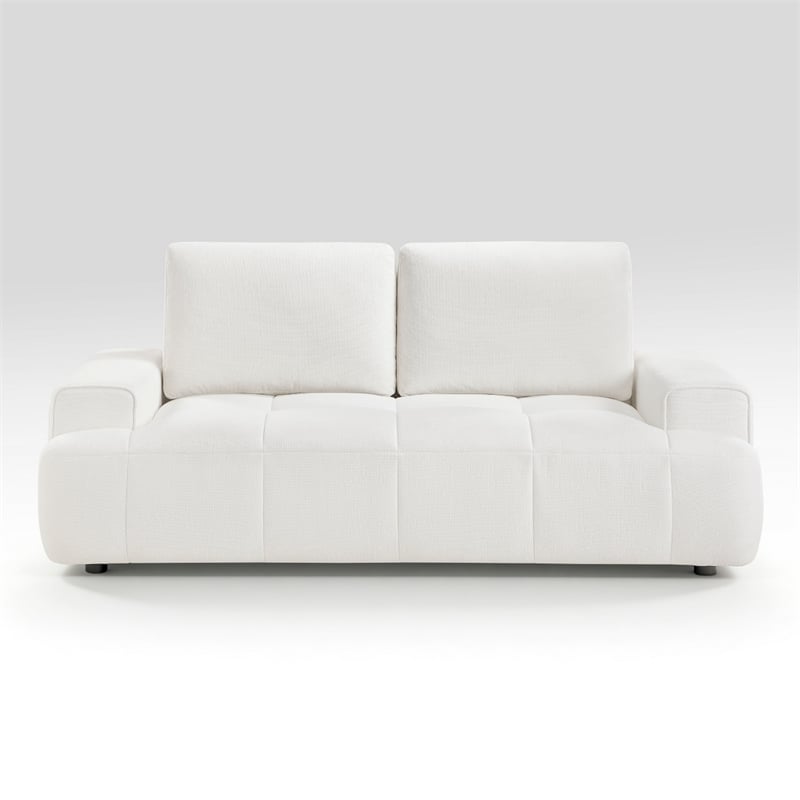 Brenda Loveseat- Reversible Cushions- Faux Wood Feet- Beige Chenille