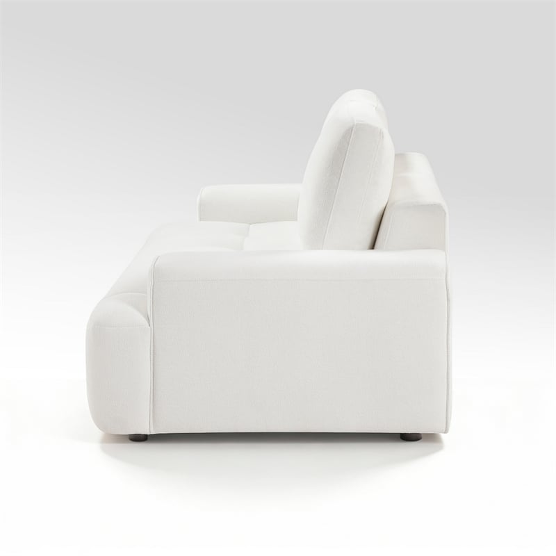 Brenda Loveseat- Reversible Cushions- Faux Wood Feet- Beige Chenille