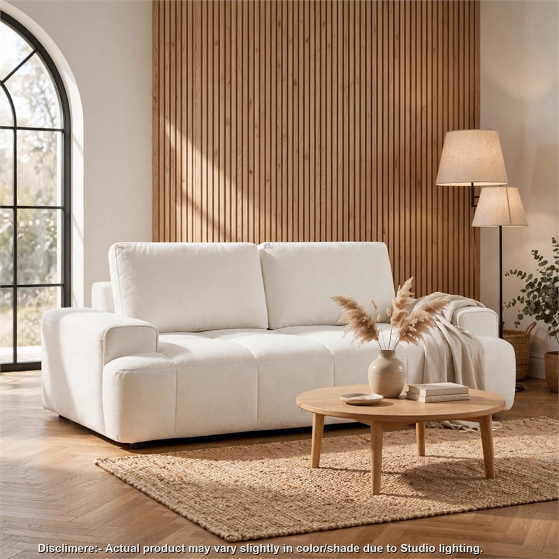 Brenda Loveseat- Reversible Cushions- Faux Wood Feet- Beige Chenille
