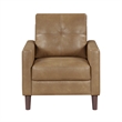Xyna Accent Chair with Tufted Backrest- Solid Wood Legs- Brown Fabric