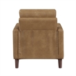 Xyna Accent Chair with Tufted Backrest- Solid Wood Legs- Brown Fabric