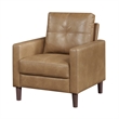 Xyna Accent Chair with Tufted Backrest- Solid Wood Legs- Brown Fabric