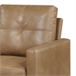 Xyna Accent Chair with Tufted Backrest- Solid Wood Legs- Brown Fabric