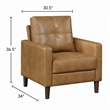 Xyna Accent Chair with Tufted Backrest- Solid Wood Legs- Brown Fabric