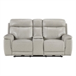 Zelda Power Reclining Loveseat- Console and Headrests- Gray Genuine Leather