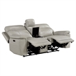 Zelda Power Reclining Loveseat- Console and Headrests- Gray Genuine Leather