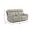 Zelda Power Reclining Loveseat- Console and Headrests- Gray Genuine Leather