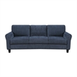 Elon 3-Seater Sofa with Black Feet- Rolled Arms- Blue Chenille- 81 Inch