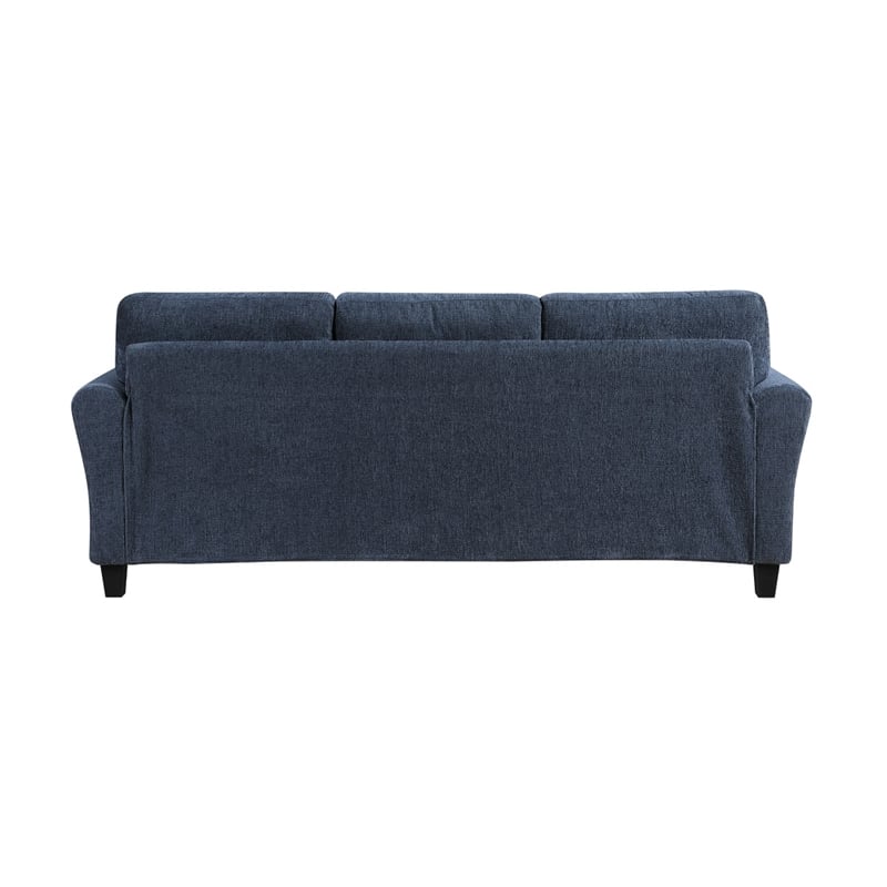 Elon 3-Seater Sofa with Black Feet- Rolled Arms- Blue Chenille- 81 Inch