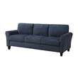 Elon 3-Seater Sofa with Black Feet- Rolled Arms- Blue Chenille- 81 Inch