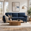 Elon 3-Seater Sofa with Black Feet- Rolled Arms- Blue Chenille- 81 Inch