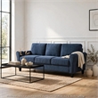 Elon 3-Seater Sofa with Black Feet- Rolled Arms- Blue Chenille- 81 Inch