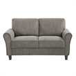 Elon Loveseat with Black Feet- Rolled Arms- Brown Chenille- 58 Inch