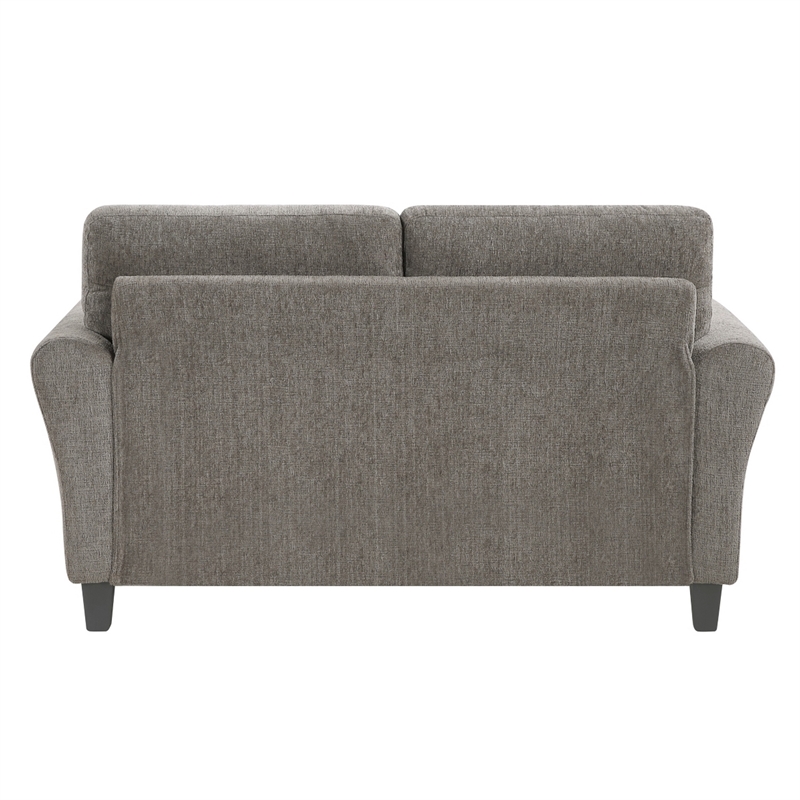 Elon Loveseat with Black Feet- Rolled Arms- Brown Chenille- 58 Inch