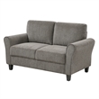 Elon Loveseat with Black Feet- Rolled Arms- Brown Chenille- 58 Inch