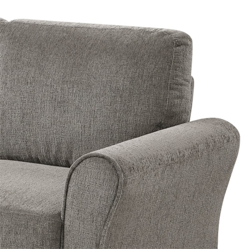 Elon Loveseat with Black Feet- Rolled Arms- Brown Chenille- 58 Inch