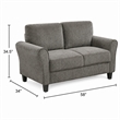 Elon Loveseat with Black Feet- Rolled Arms- Brown Chenille- 58 Inch